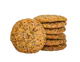 group cereal cookie,  isolated on a white background.
