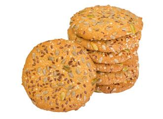 cereal cookies,  isolated on a white background.