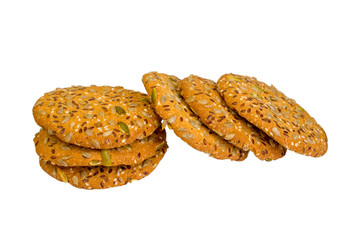 group cereal cookie,  isolated on a white background.