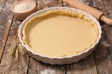 raw dough for quiche or tart