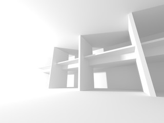 White empty interior. Abstract architecture background