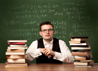 Math teacher at desk