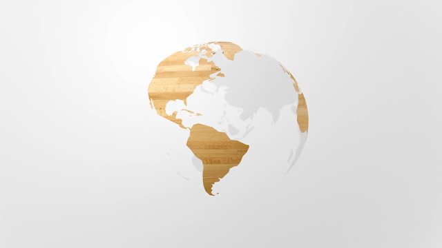 looping spinning globe world map earth with wood texture