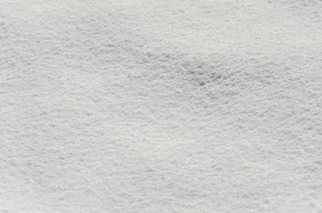 White snow texture background, winter scene close up