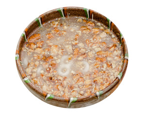 Romanian traditional food called Mucenici, eight shape made from flour with sugar, walnuts and cinnamon