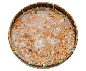 Romanian traditional food called Mucenici, eight shape made from flour with sugar, walnuts and cinnamon