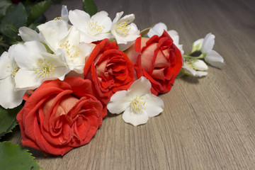 Roses and jasmine flowers