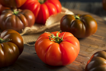 Raw Organic Red and Brown Heirloom Tomatoes