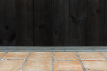 empty tile with wooden background