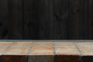 empty tile with wooden background