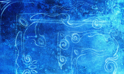 linear drawing of ornamental frame with filigrane pattern on abstract background.