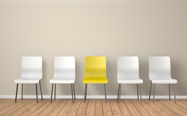 Line of Chairs / Integration / Leadership / 3d