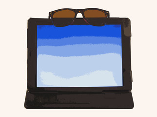 Tablet and Sunglasses