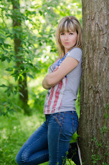 girl on a forest glade