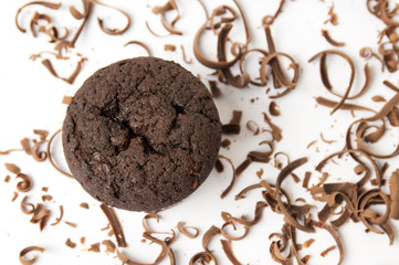 Chocolate muffin with shredded pieces