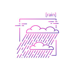 line vector icons with symbol weather. Isolated Clouds with rain icon. Rainy weather with heavy rain. Suitable for website design and mobile app