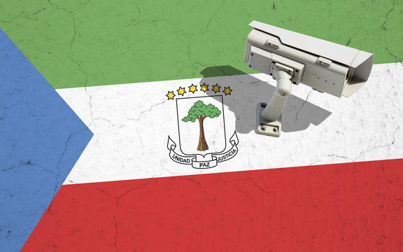 Equatorial Guinea flag with CCTV street camera