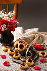 cookies with blackcurrant jam..style rustic