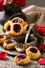 cookies with blackcurrant jam..style rustic