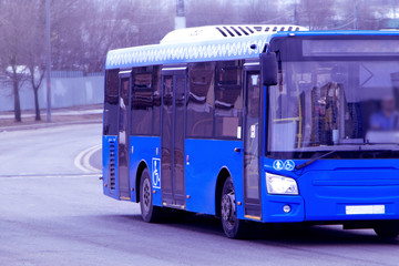 blue passenger bus