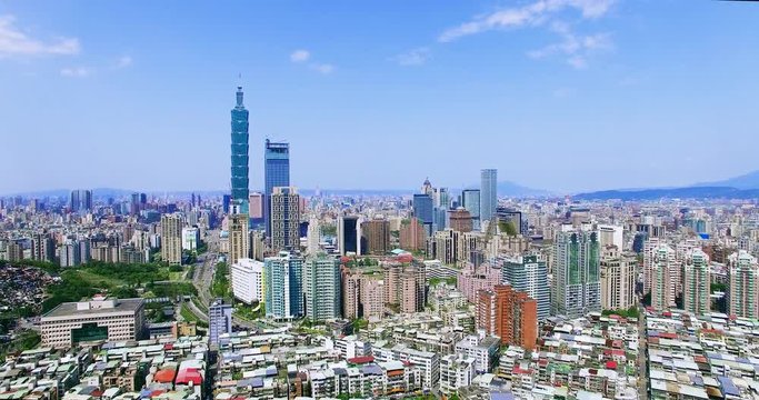 Aerial shot of city of Taipei, Taiwan