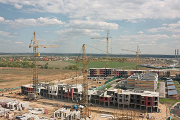 Fototapeta na wymiar Construction microdistrict of the New Vatutinki central