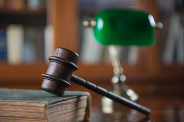 Law and Justice ConceptJudge gavel on table, closeup