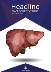 Book cover template with Realistic human liver with bile duct and gallbladder