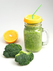 fresh fruit vegetable smoothie, shake isolated on white background