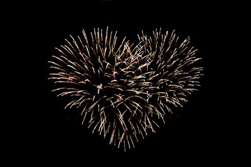 heart shaped fireworks at night