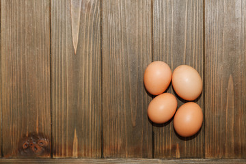 Eggs on a wooden background