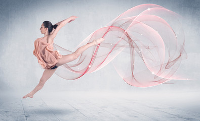 Dancing ballet performance artist with abstract swirl
