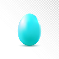 Turquoise egg isolated on transparent  background. Easter object template. Vector illustration.