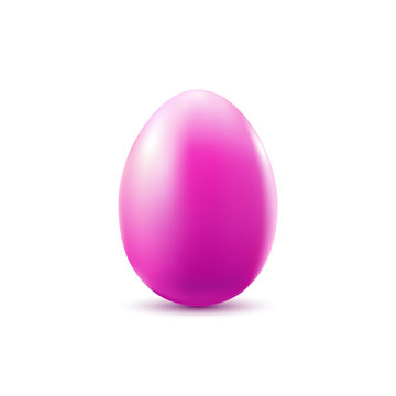 Pink egg isolated on white background. Easter object template. Vector illustration.