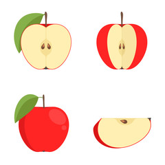 red Apple, vector fruit.