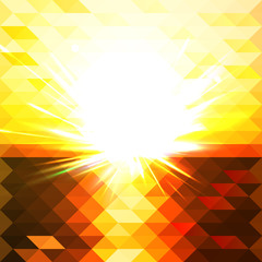 sunset abstract mosaic background. light flash. vector illustration