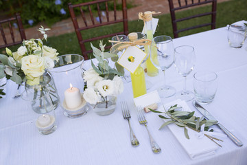 Table set for wedding reception