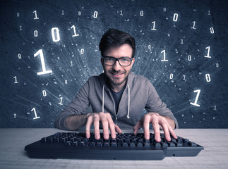 Online intruder geek guy hacking codes