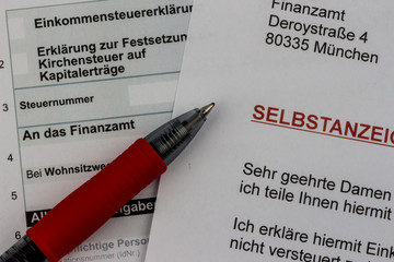 Selbstanzeige beim Finanzamt