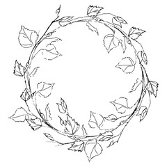 Wreath of birch leaves.