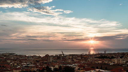 sunset on the city of Trieste