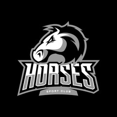 Furious horse sport club vector logo concept isolated on dark background. Modern professional team badge design.
Premium quality wild stallion animal t-shirt tee print illustration.