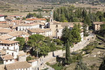 Fototapeta na wymiar a view over Rubielos de Mora town, province of Teruel, Aragon, Spain