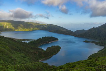 Naklejka na ściany i meble Volcanic lake of Lagoa do Fogo, Sao Miguel, Azores, Portugal