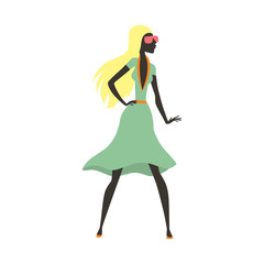 Fashion look girl silhouette beautiful girl woman female and pretty, young, model, style, hair, lady character glamour cute vector illustration.
