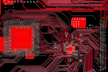 electronic multi layer red printed circuit computer motherboard