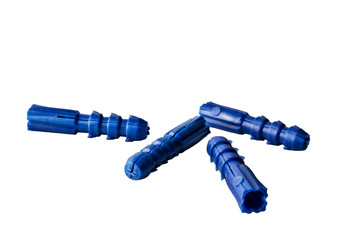 Dowel.Different dowel blue on a white background.