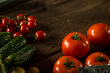 Composition with assorted raw organic vegetables