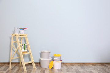 Set for wall painting in empty room