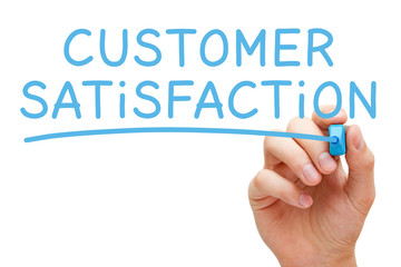 Customer Satisfaction Handwritten With Blue Marker